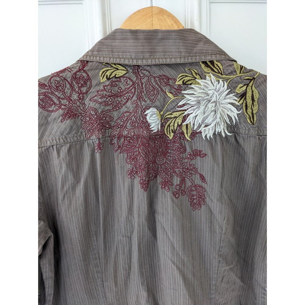 3J workshop Johnny Was casual snap dress embroidery floral cotton